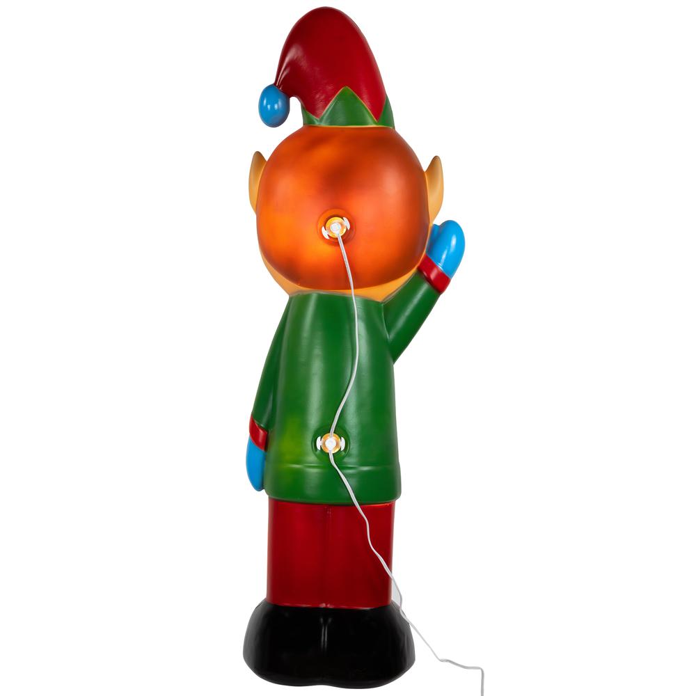 40" Lighted Retro Style Blow Mold Elf Outdoor Christmas Decoration. Picture 7