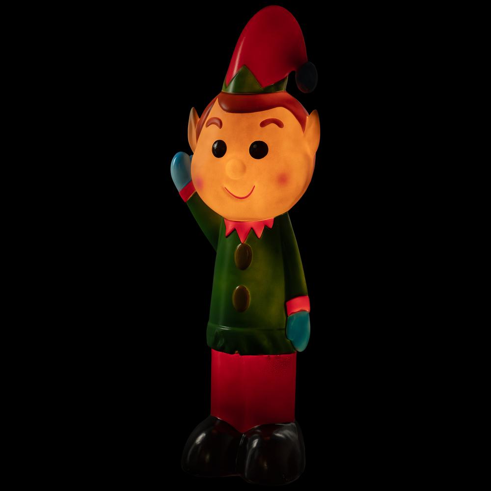 40" Lighted Retro Style Blow Mold Elf Outdoor Christmas Decoration. Picture 3