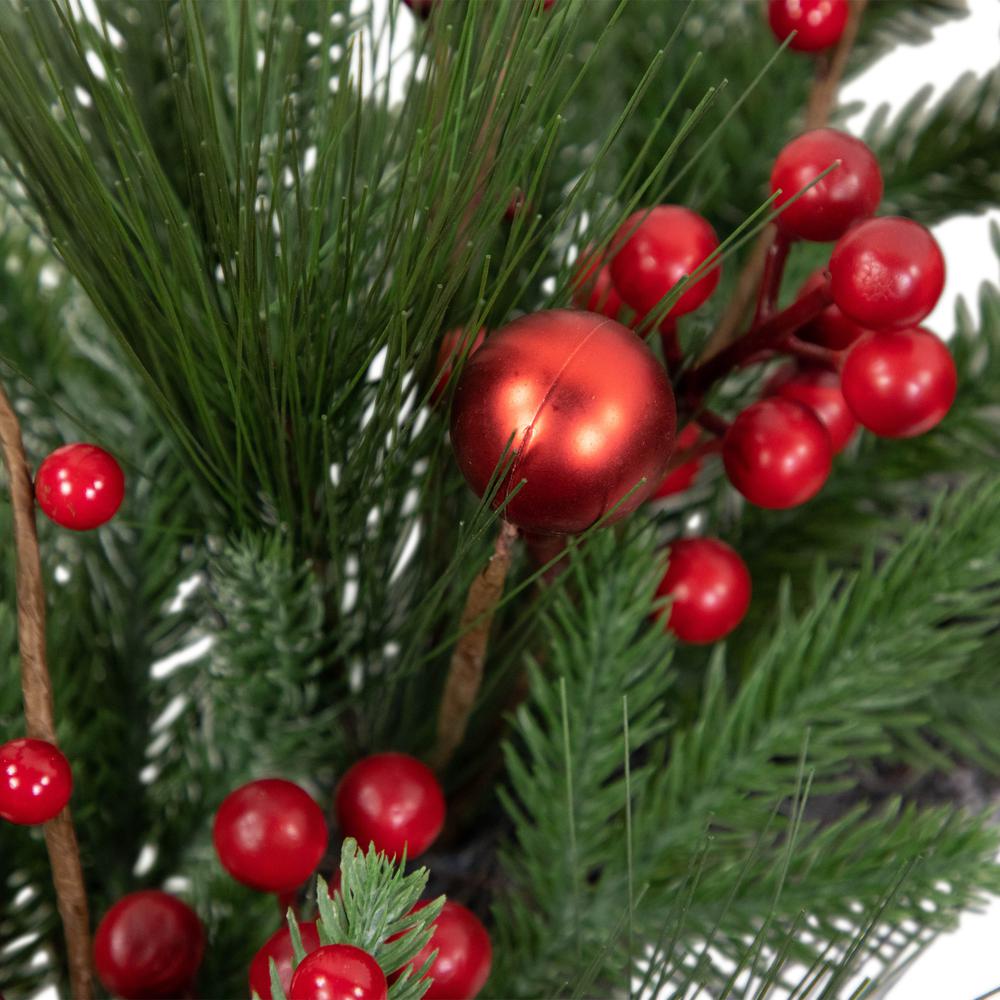 Red Berries and Pine Christmas Wreath with Ornaments  32-Inch  Unlit. Picture 7