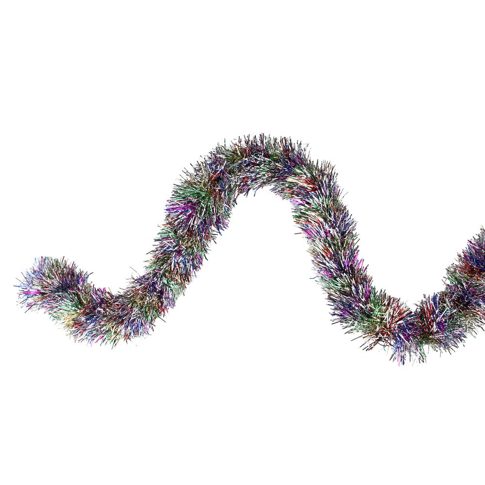 50' x 3" Silver Tinsel Rainbow Artificial Christmas Garland - Unlit. Picture 1