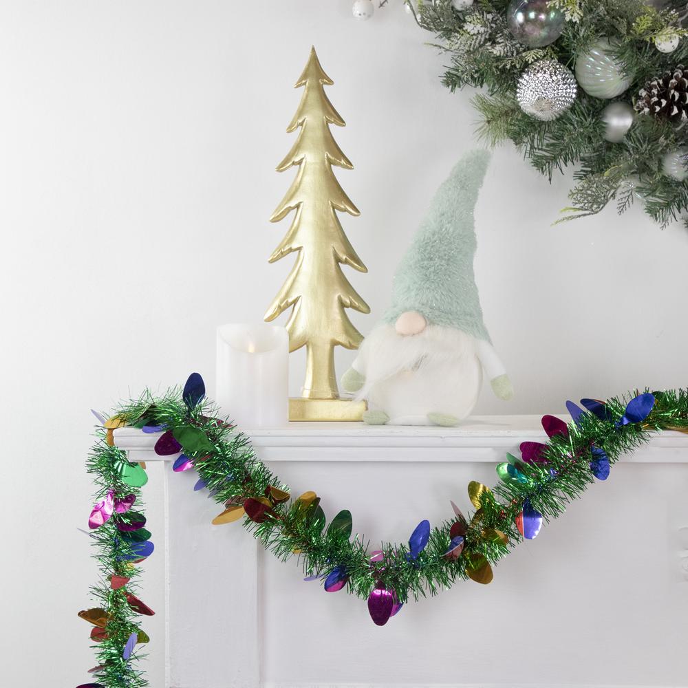50' x 2" Green/Multi-Color Christmas Light Bulb Wrapped Tinsel Garland - Unlit. Picture 2
