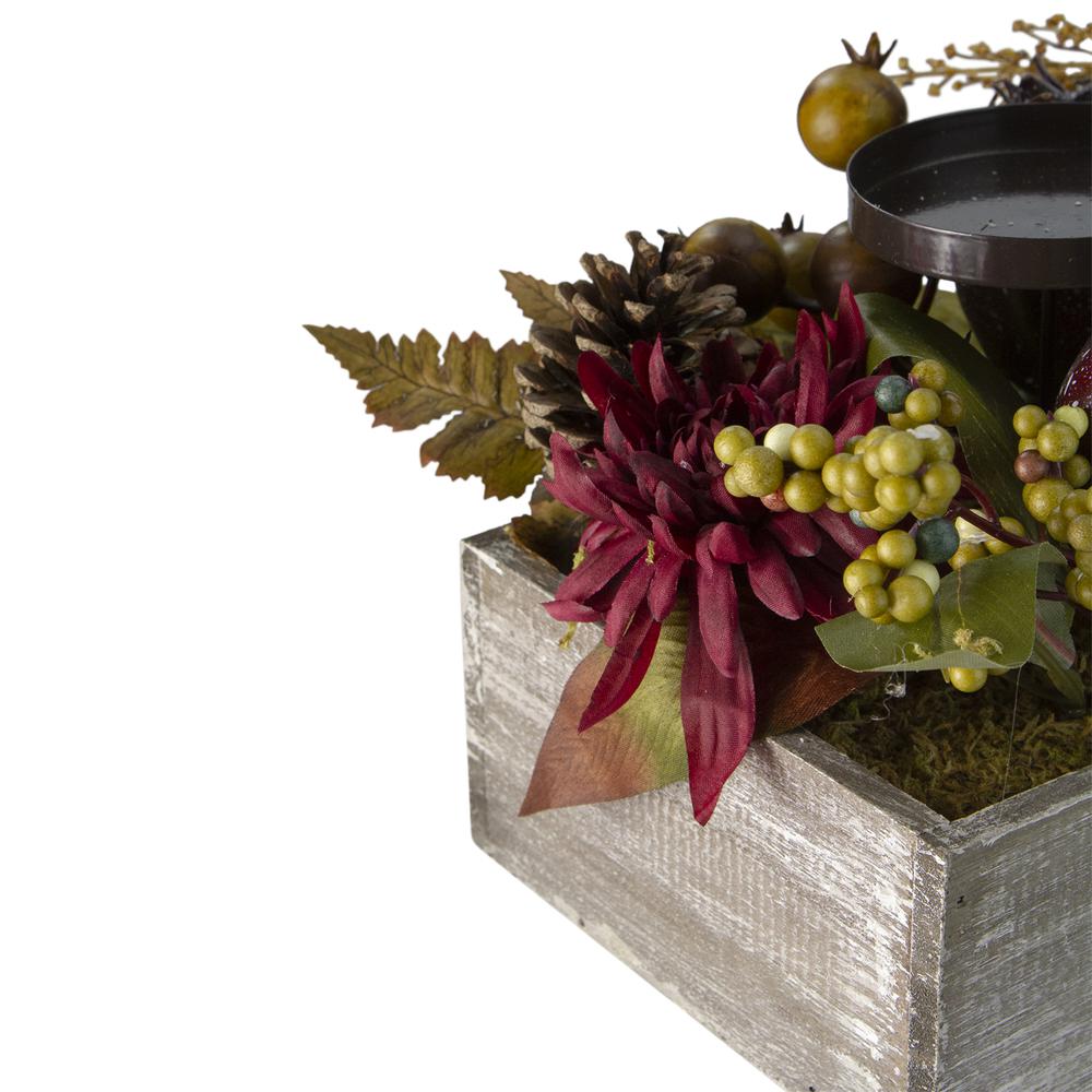 24" Autumn Harvest 3-Piece Candle Holder in a Rustic Wooden Box Centerpiece. Picture 5
