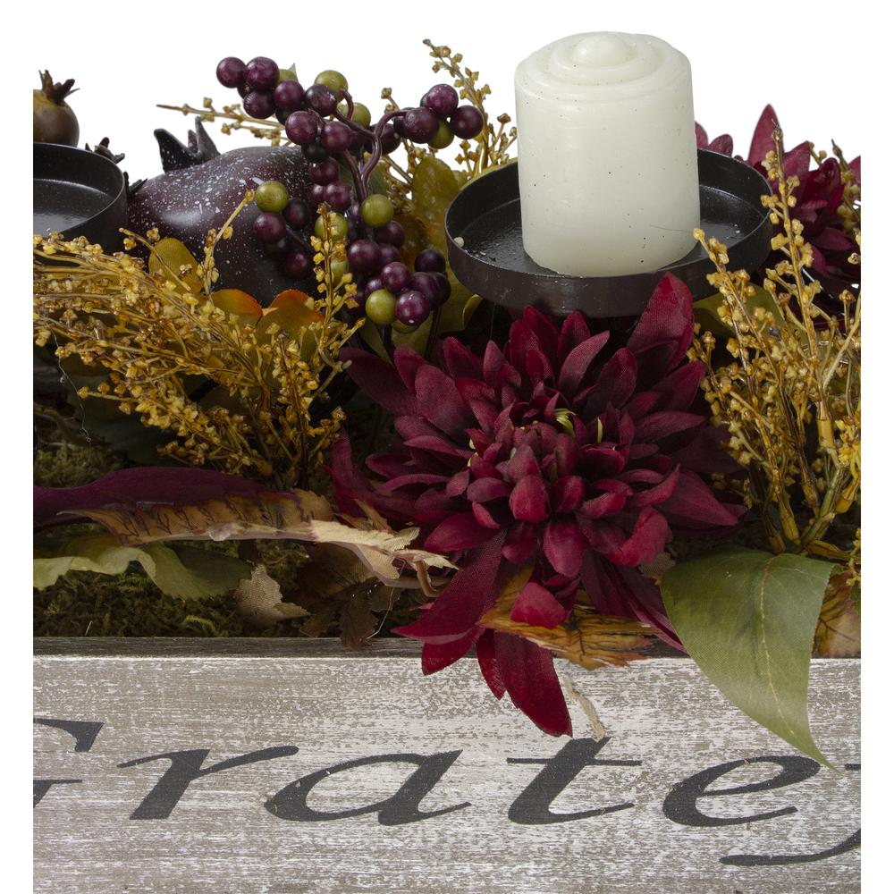 24" Autumn Harvest 3-Piece Candle Holder in a Rustic Wooden Box Centerpiece. Picture 6
