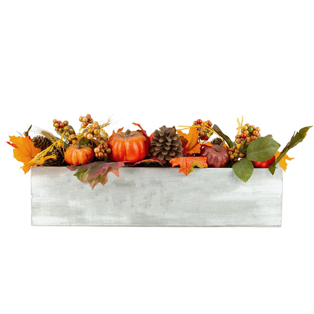 21" Autumn Harvest Arrangement in a "Thankful" Rustic Wooden Box Centerpiece. Picture 3