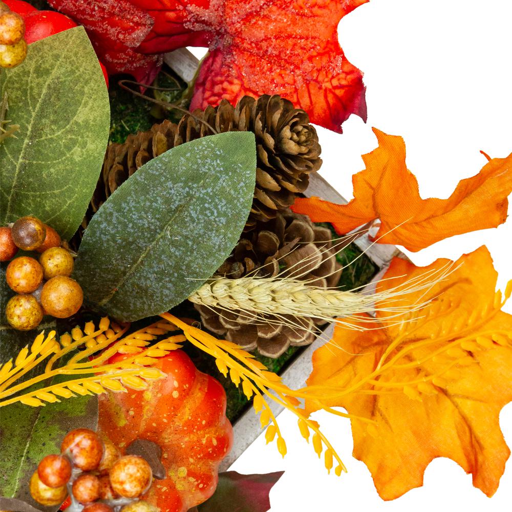 21" Autumn Harvest Arrangement in a "Thankful" Rustic Wooden Box Centerpiece. Picture 4