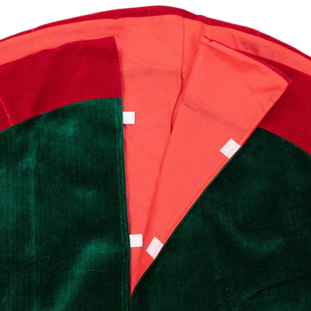 48" Dark Green Holly and Berry Velveteen Christmas Tree Skirt. Picture 4