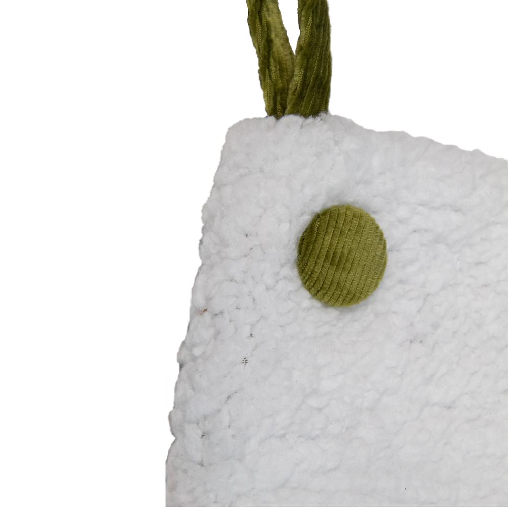 20.5-Inch Green and White Corduroy Christmas Stocking. Picture 4