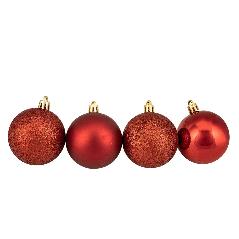 24ct Candy Cane Red and White 4-Finish Christmas Ball Ornaments 2.5" (60mm). Picture 3