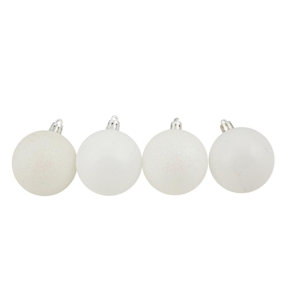 24ct Candy Cane Red and White 4-Finish Christmas Ball Ornaments 2.5" (60mm). Picture 2