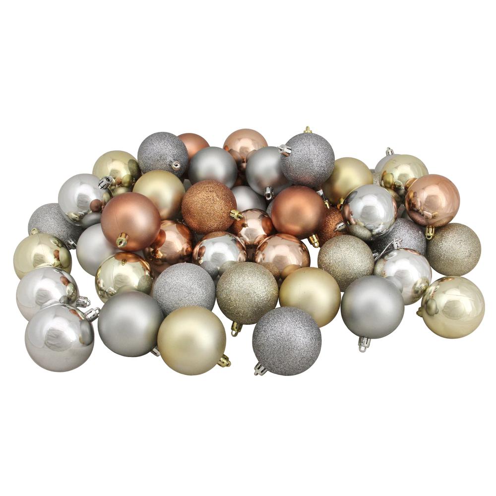60ct Earth Tone Shatterproof 3-Finish Christmas Ball Ornaments 2.5" (60mm). Picture 1