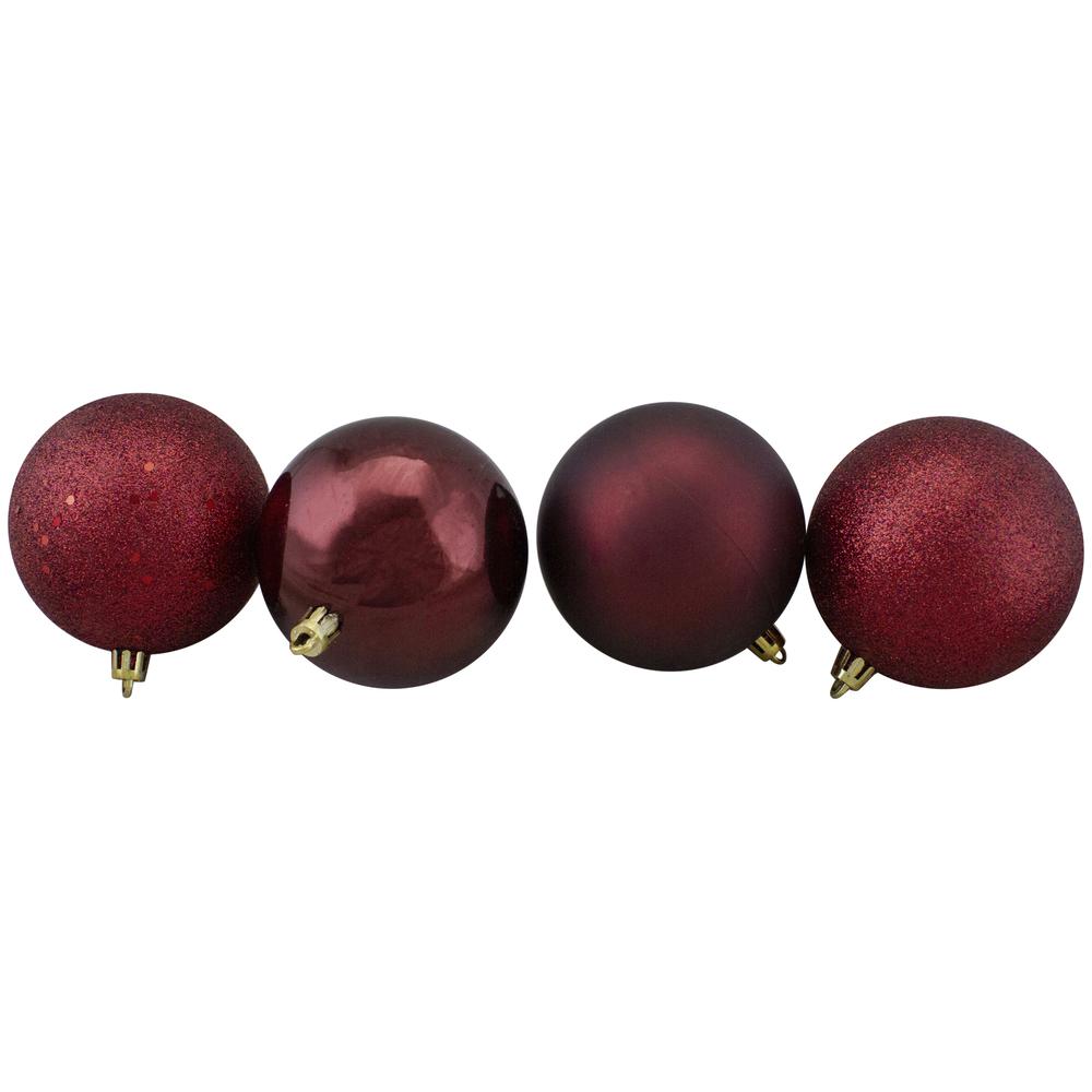 60ct Burgundy Shatterproof 4 Finish Christmas Ball Ornaments 2.5" (60mm). Picture 3