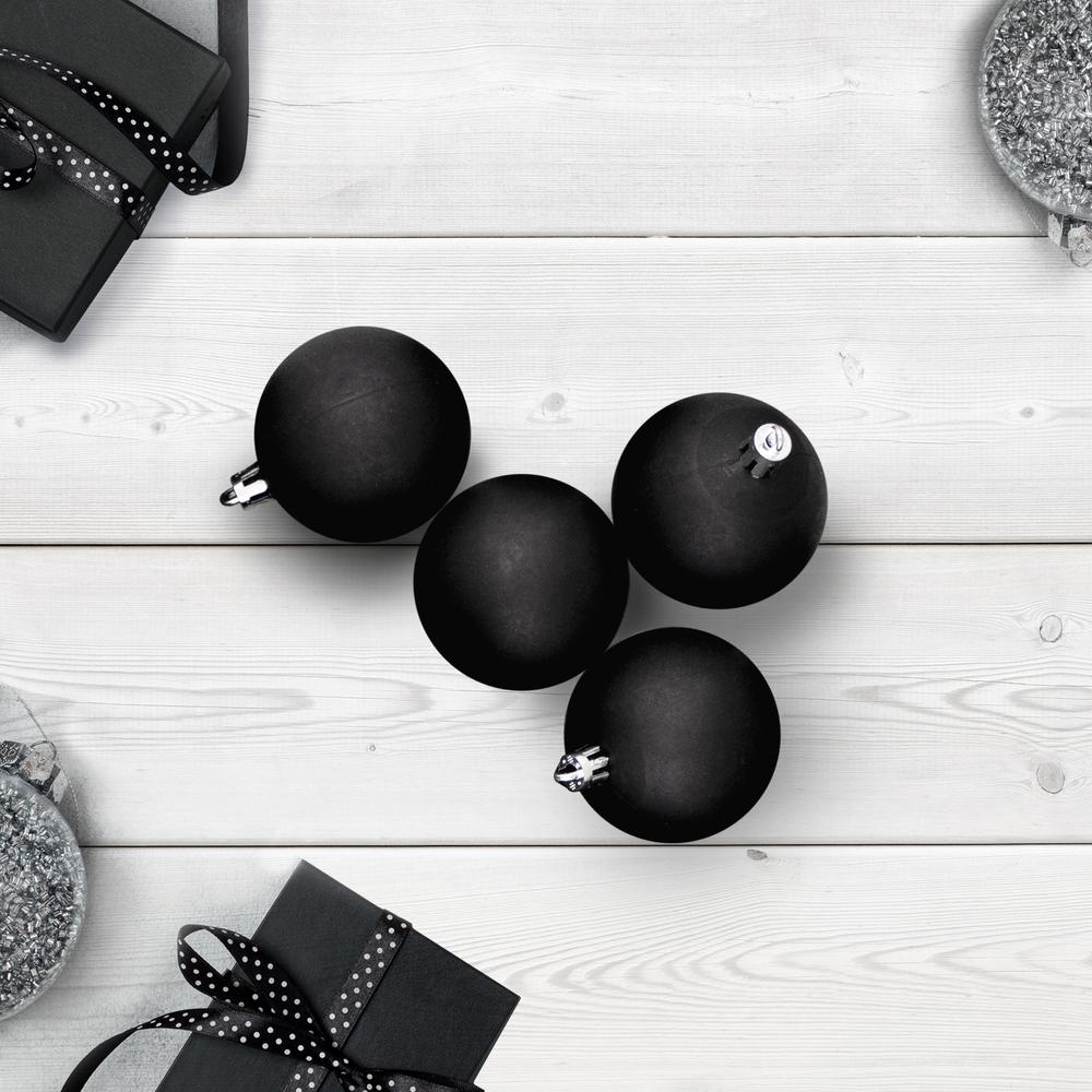 60ct Jet Black Shatterproof Matte Christmas Ball Ornaments 2.5 inches 60mm. Picture 2