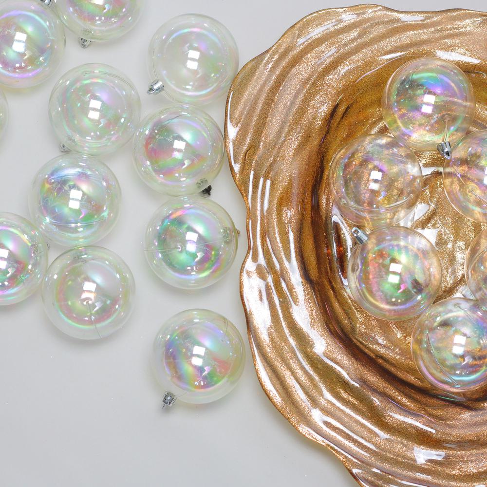 32ct Clear Iridescent Shatterproof Shiny Christmas Ball Ornaments 3.25" (80mm). Picture 1