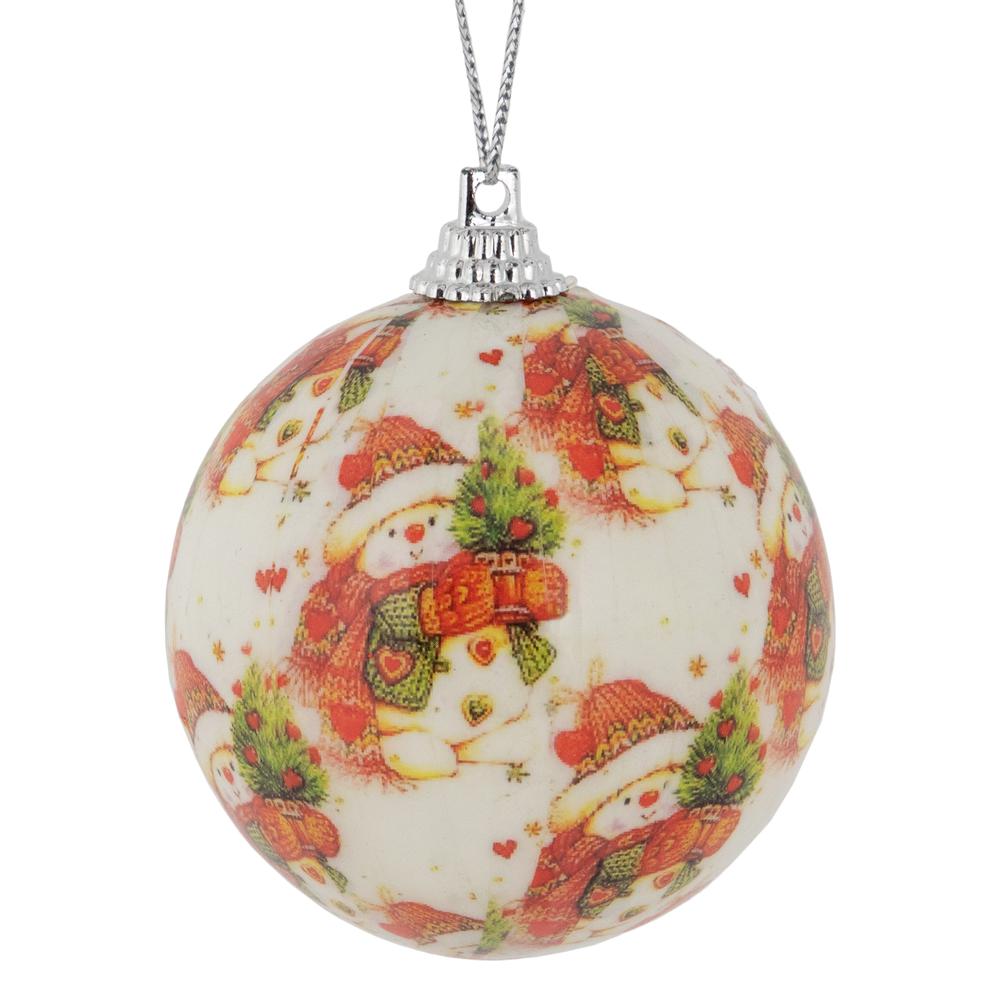 14-Piece Snowman Decoupage Christmas Ball Ornament Set  2.25" (60mm). Picture 1