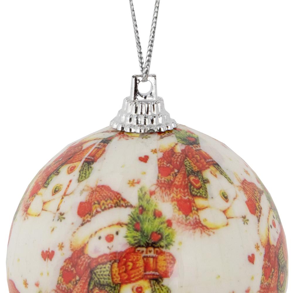 14-Piece Snowman Decoupage Christmas Ball Ornament Set  2.25" (60mm). Picture 3