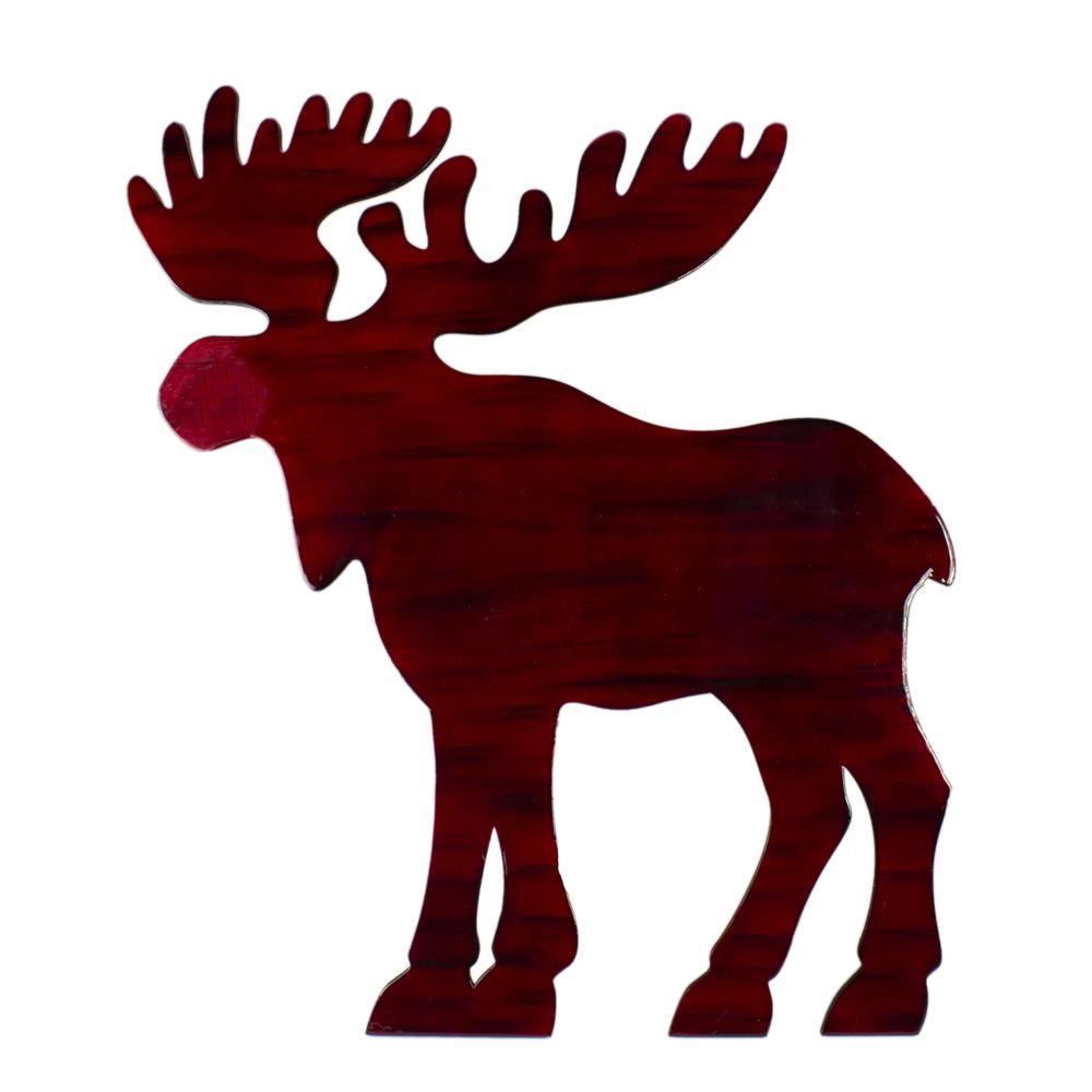 25.5" Red and Black Stained Standing Moose Christmas Tabletop Decor. Picture 1