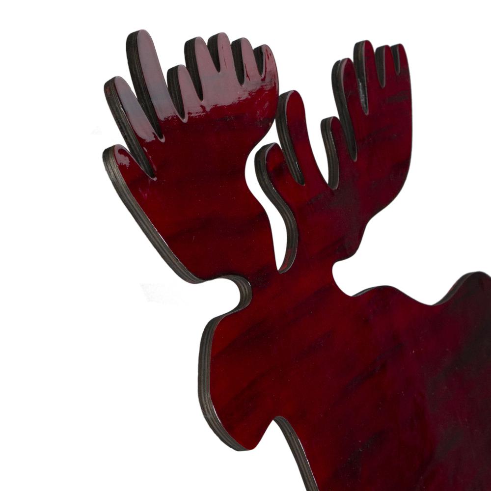 25.5" Red and Black Stained Standing Moose Christmas Tabletop Decor. Picture 3