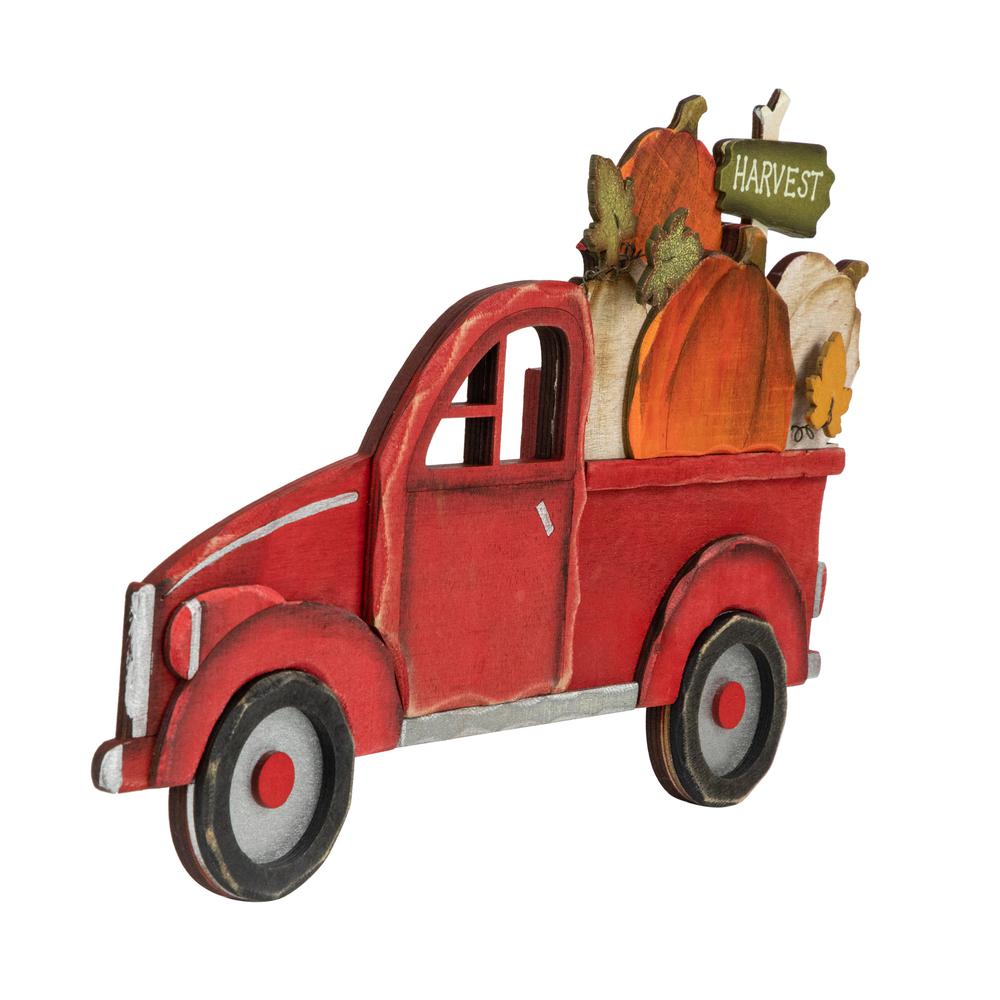 14" Red Truck with Pumpkins Fall Harvest Sign Decoration. Picture 4