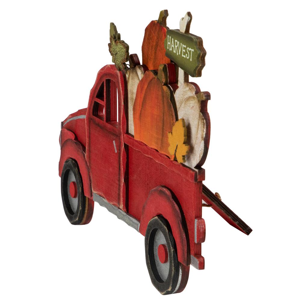 14" Red Truck with Pumpkins Fall Harvest Sign Decoration. Picture 5