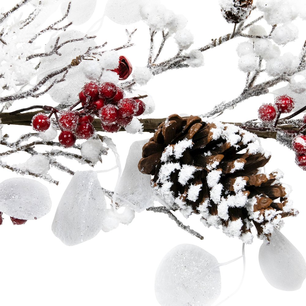 Berries and Snowflakes Artificial Christmas Garland - 6' x 8" - Red and White. Picture 5