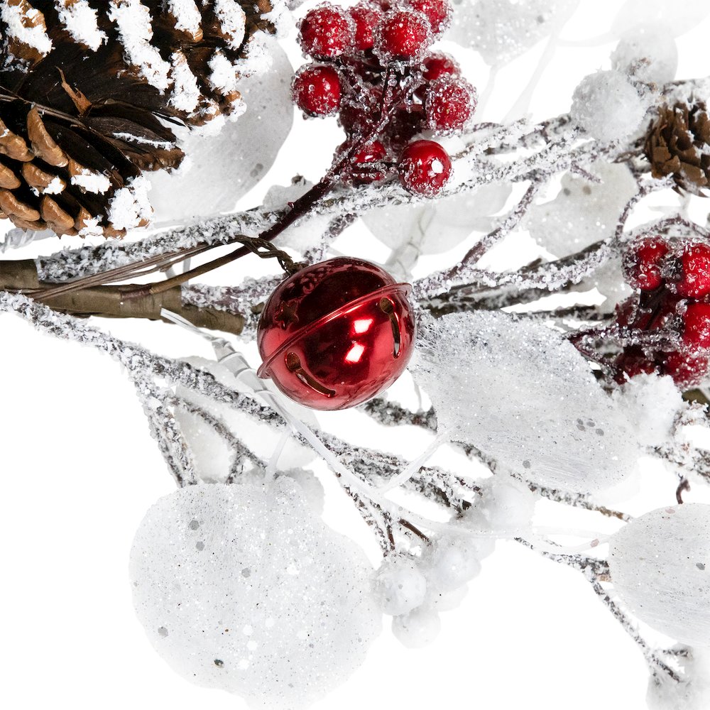 Berries and Snowflakes Artificial Christmas Garland - 6' x 8" - Red and White. Picture 6