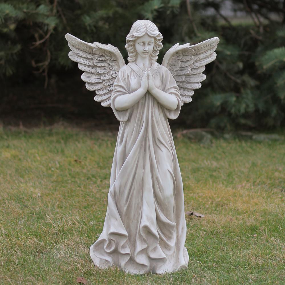 29.5" Angel Standing in Prayer Outdoor Garden Statue. Picture 3