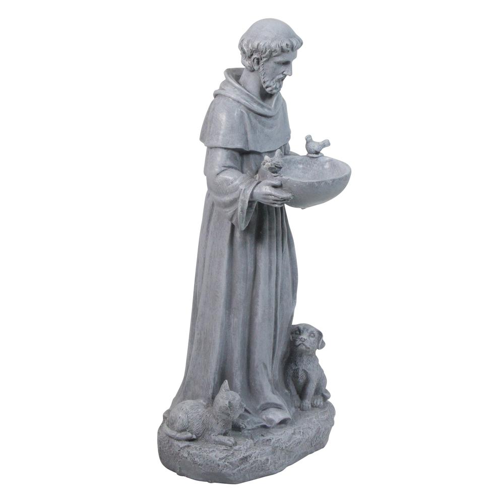 17" St. Francis Outdoor Bird Feeder Garden Statue. Picture 2