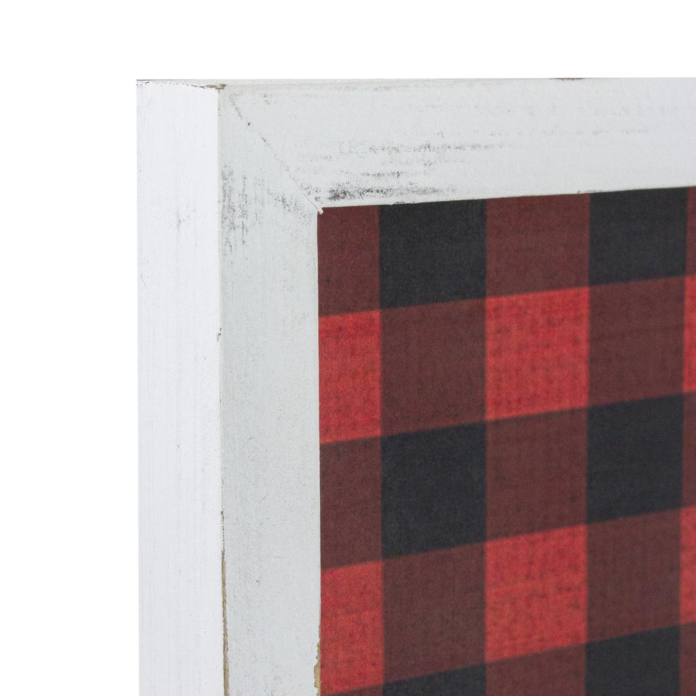 24" Red and Black Buffalo Plaid Merry Christmas Wooden Hanging Wall Sign. Picture 4