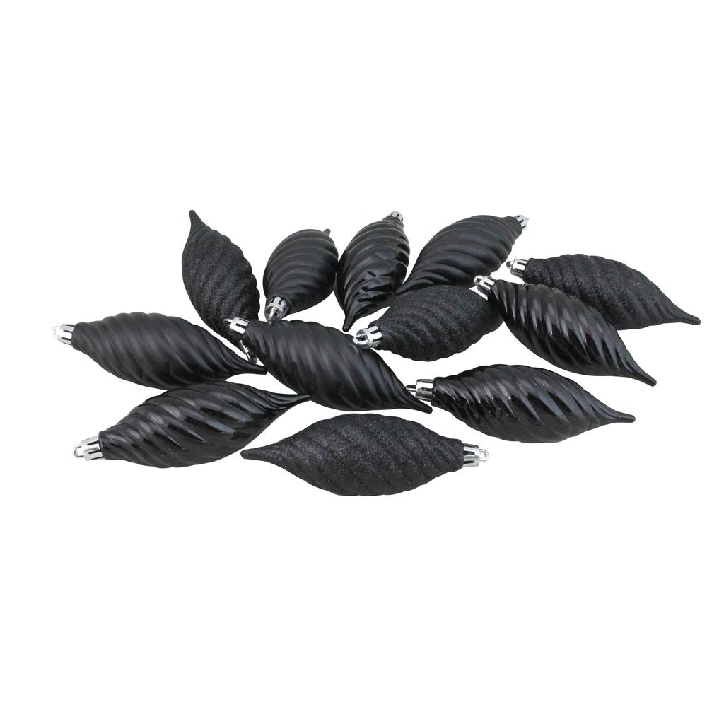 125ct Jet Black Shatterproof 4-Finish Christmas Ornaments 5.5" (140mm). Picture 2