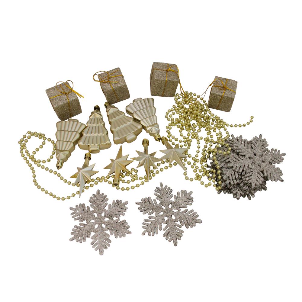 125ct Champagne Gold Shatterproof 4-Finish Christmas Ornaments 5.5" (140mm). Picture 3