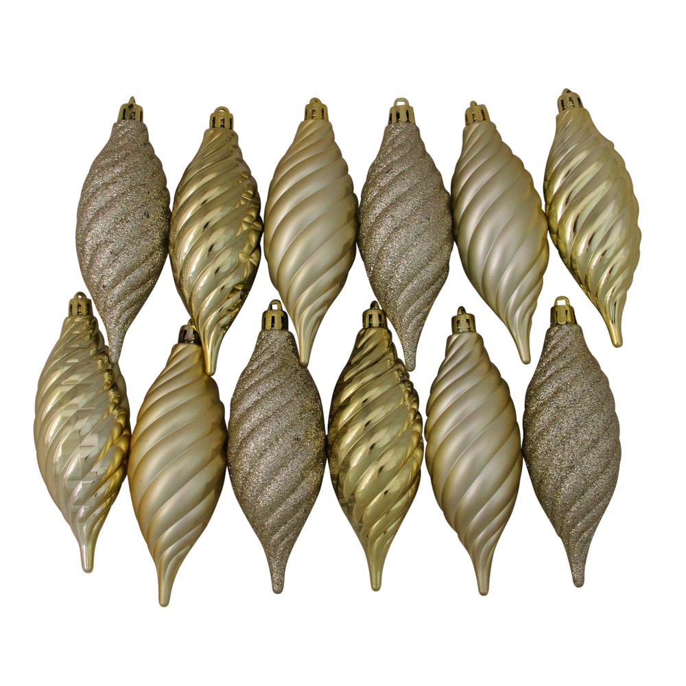 125ct Champagne Gold Shatterproof 4-Finish Christmas Ornaments 5.5" (140mm). Picture 4