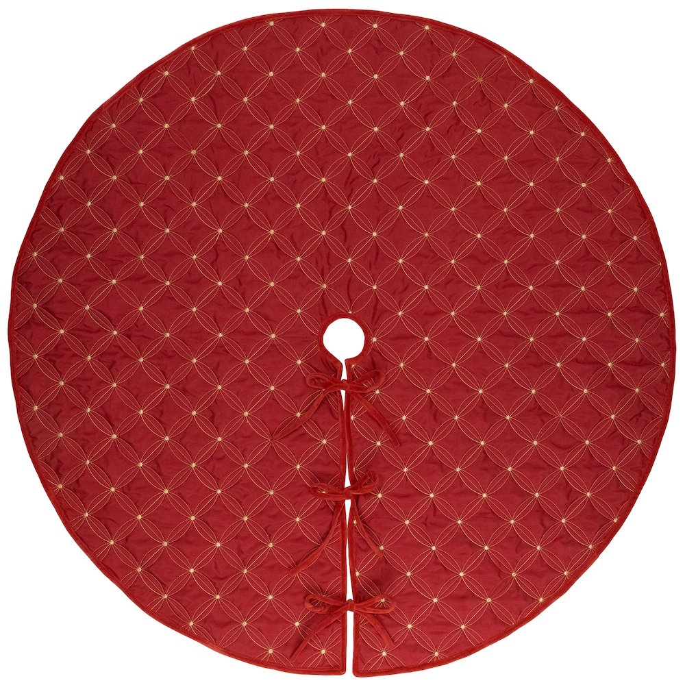 Round Quilted Tree Skirt - 60“ - Red. Picture 2