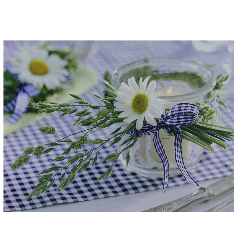 LED Lighted Flickering Daisy Tea Light Candle Canvas Wall Art 11.75" x 15.75". Picture 1