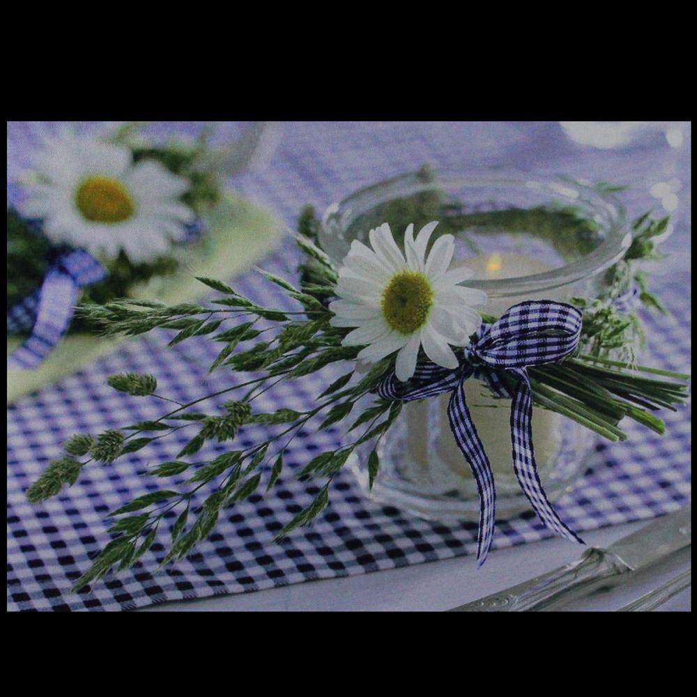 LED Lighted Flickering Daisy Tea Light Candle Canvas Wall Art 11.75" x 15.75". Picture 3