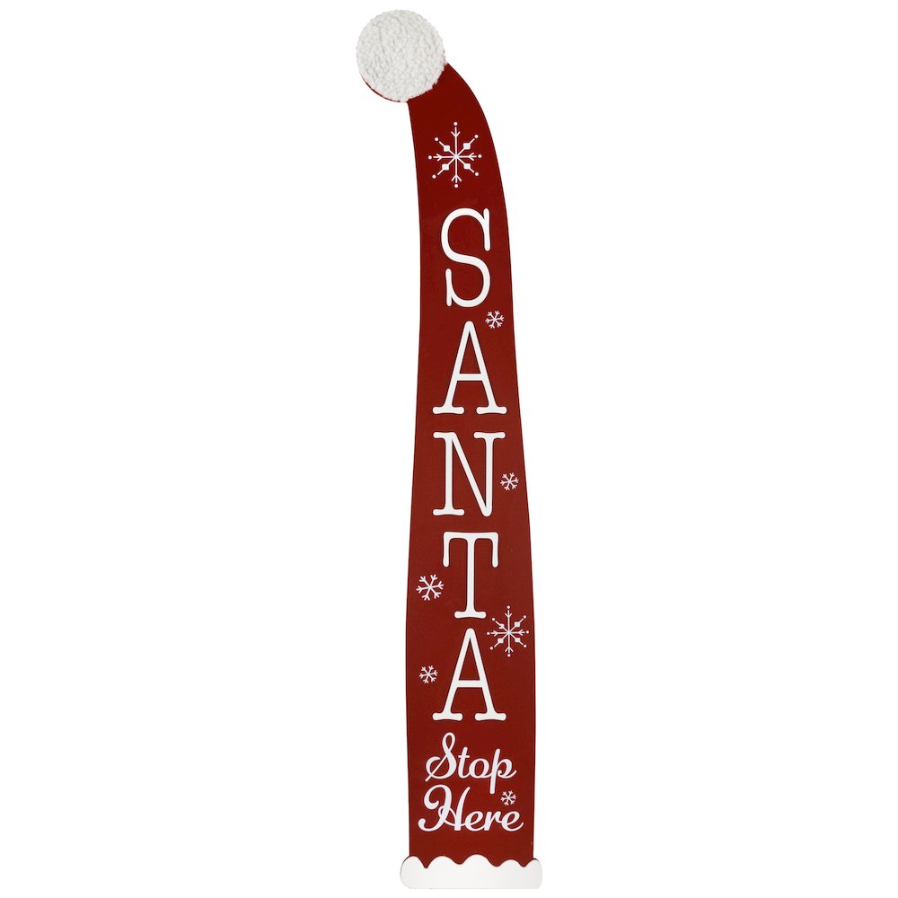 Santa Stop Here Christmas Hat Porch Sign - 35". Picture 2