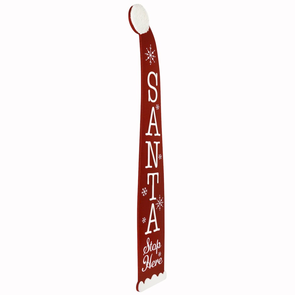 Santa Stop Here Christmas Hat Porch Sign - 35". Picture 3
