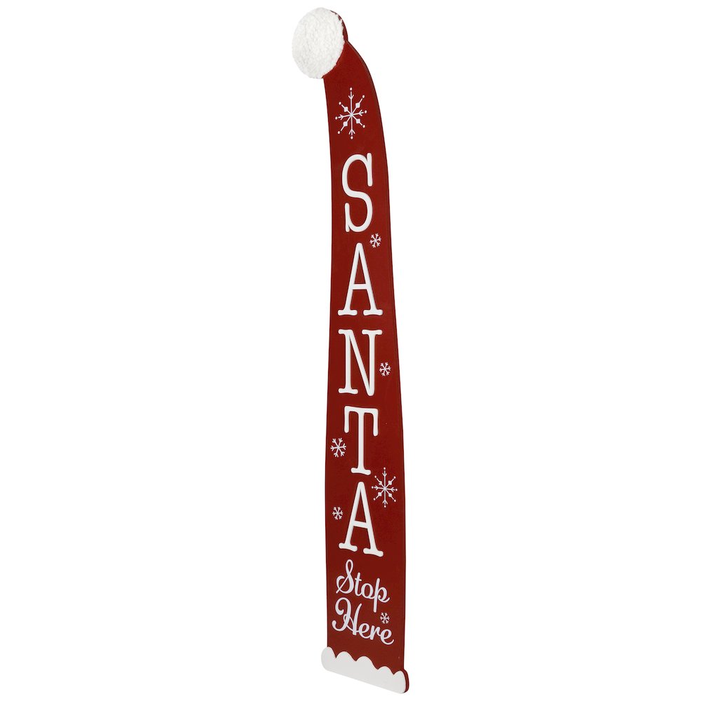 Santa Stop Here Christmas Hat Porch Sign - 35". Picture 4
