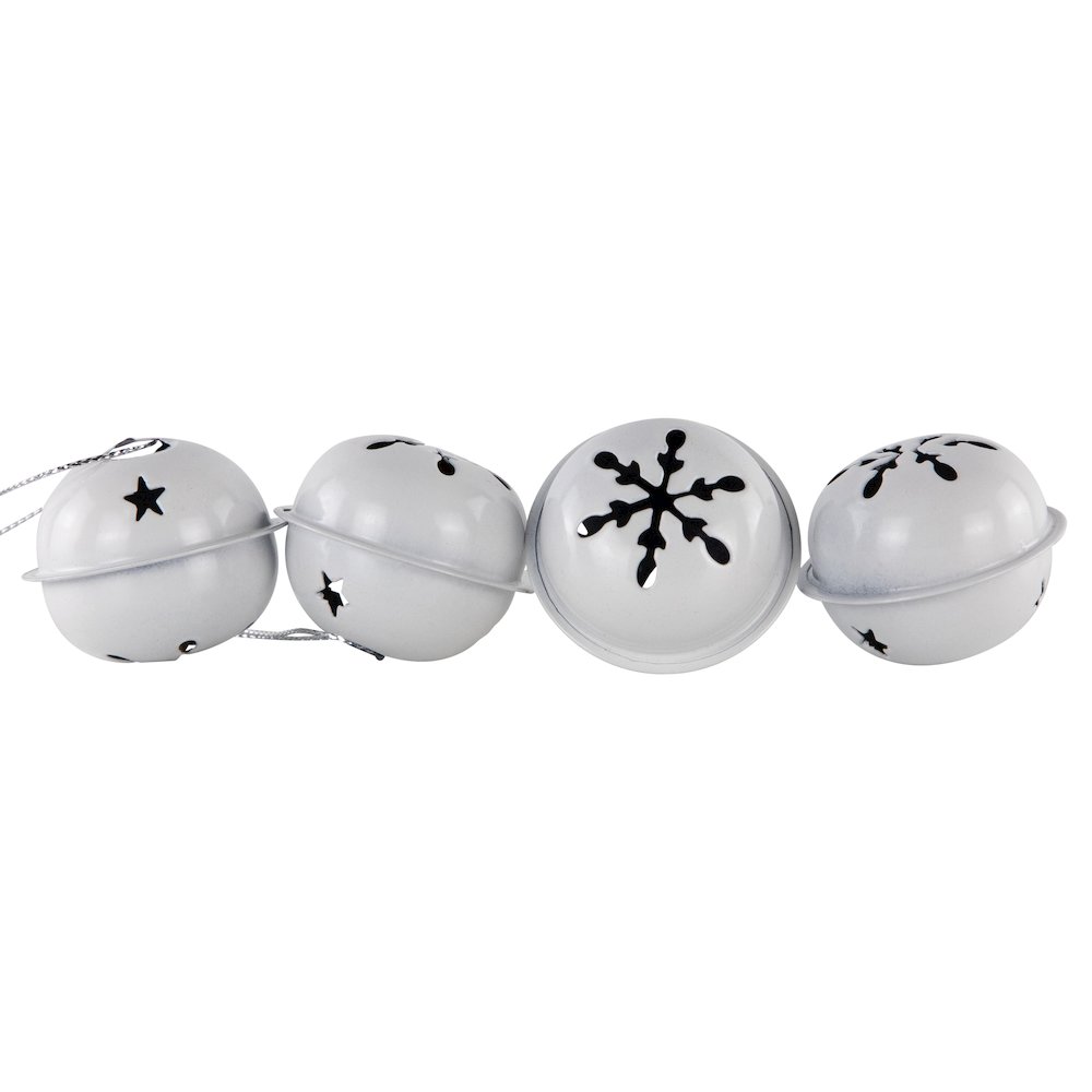 Stars and Snowflakes Christmas Jingle Bell Ornaments - 1.5" - White - 12ct. Picture 4