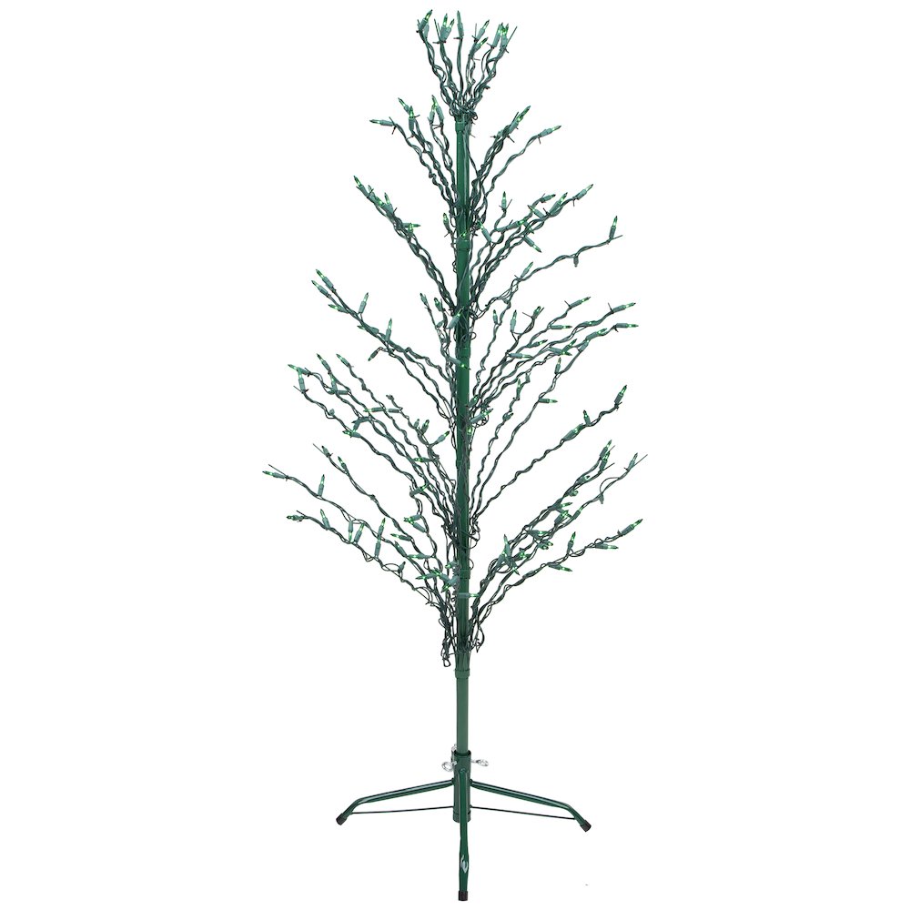 4' Pre-Lit Green Slim Profile Cascade Twig Christmas Tree - Green Lights. Picture 4