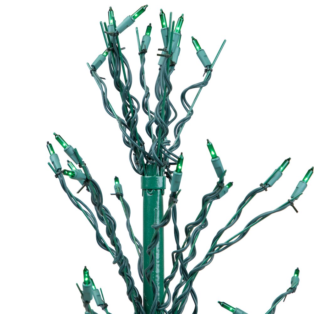 4' Pre-Lit Green Slim Profile Cascade Twig Christmas Tree - Green Lights. Picture 6