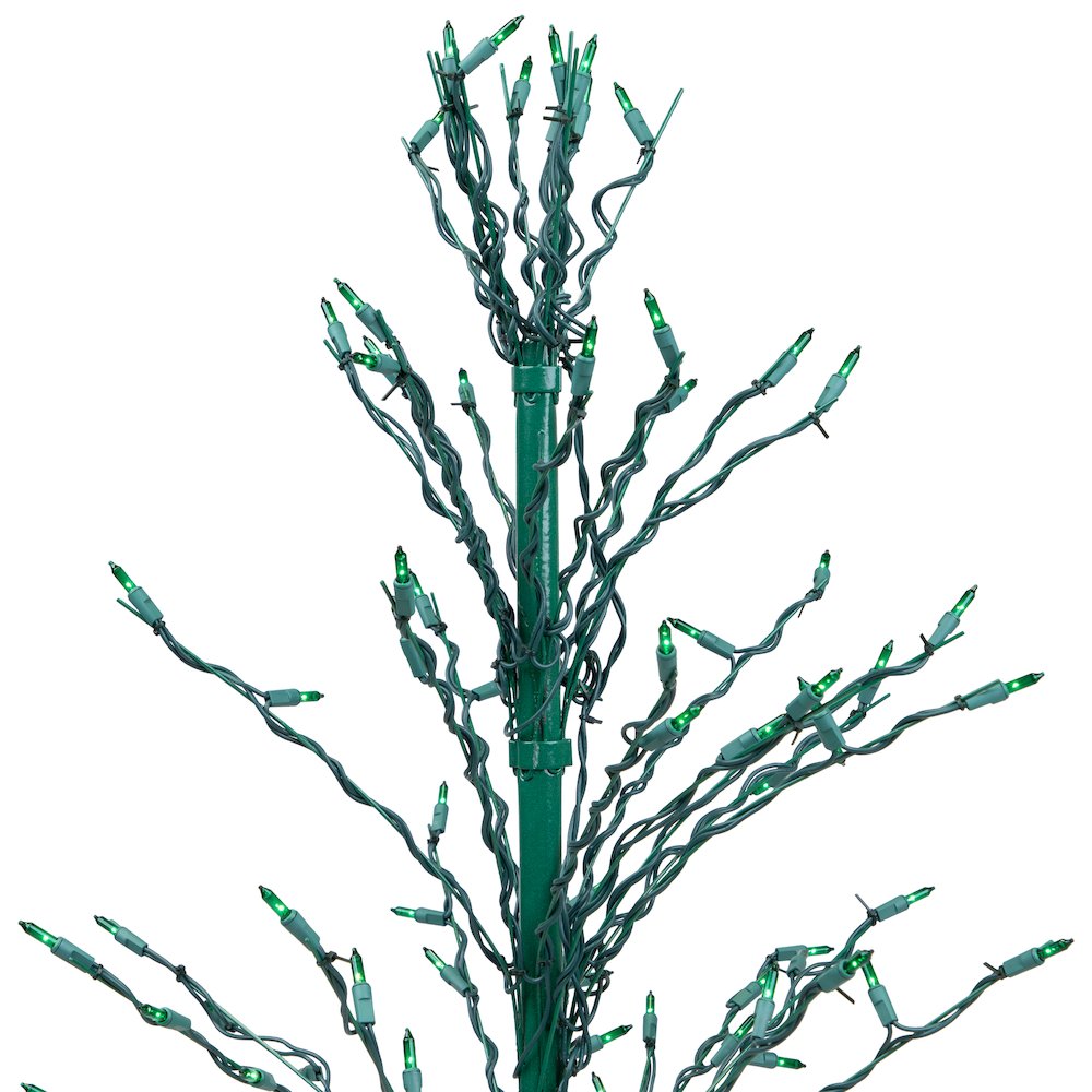 4' Pre-Lit Green Slim Profile Cascade Twig Christmas Tree - Green Lights. Picture 7