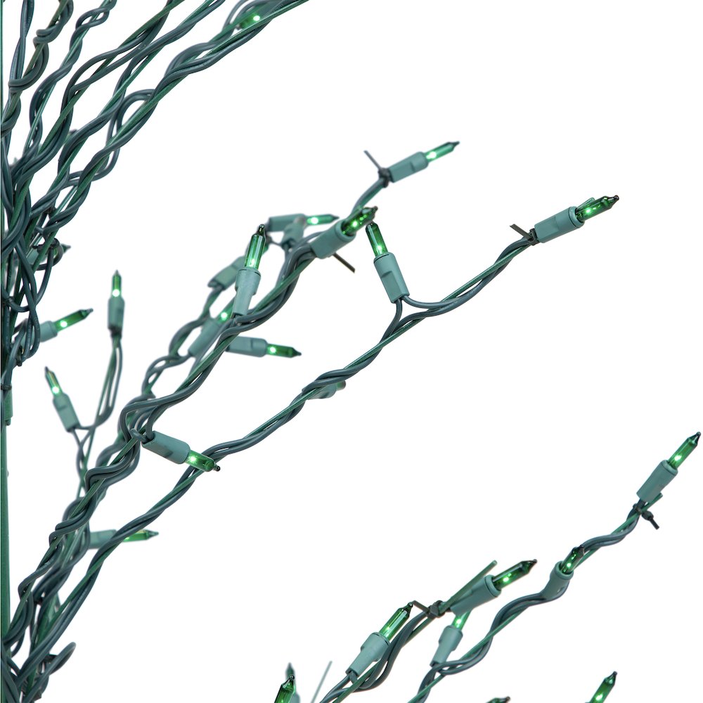 4' Pre-Lit Green Slim Profile Cascade Twig Christmas Tree - Green Lights. Picture 8