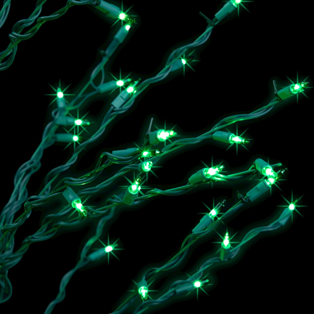 4' Pre-Lit Green Slim Profile Cascade Twig Christmas Tree - Green Lights. Picture 5
