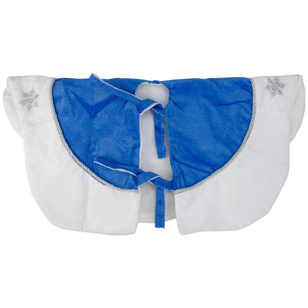 45.5" Blue and White Ford Scalloped Christmas Tree Skirt. Picture 2