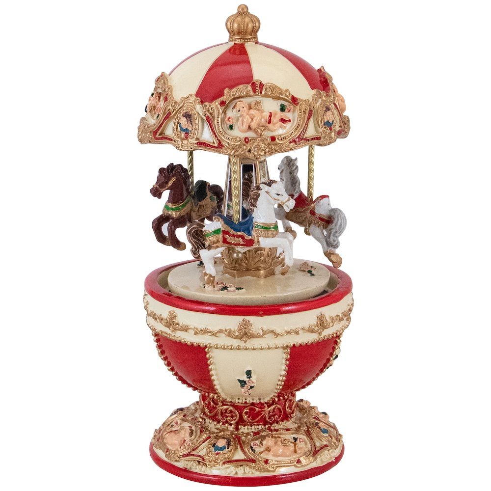 Horses and Cupids Animated Musical Carousel - 7.25". Picture 1