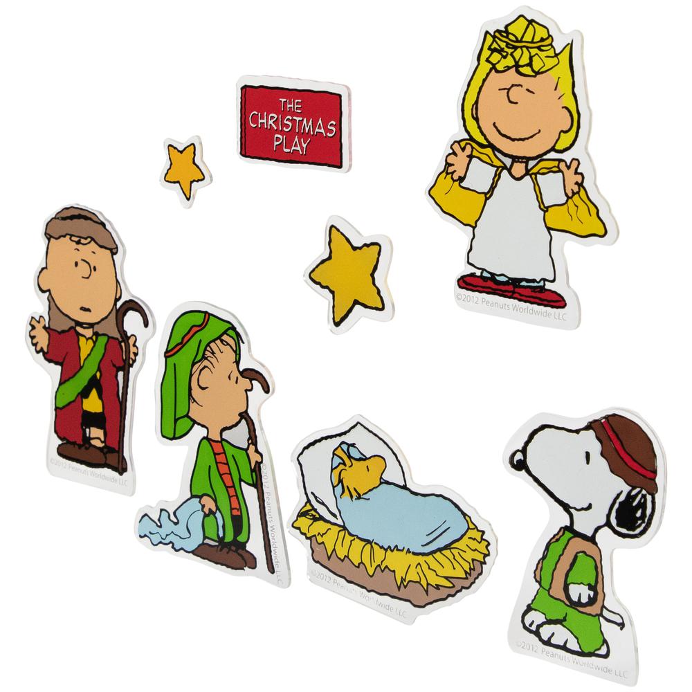 8-Piece Peanuts Christmas Nativity Double Sided Window Cling Decorations. Picture 3