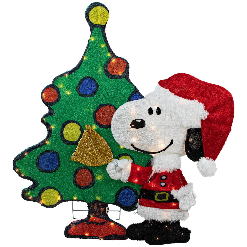 LED Lighted Peanuts Snoopy and Christmas Tree Outdoor Decoration - 32". Picture 1