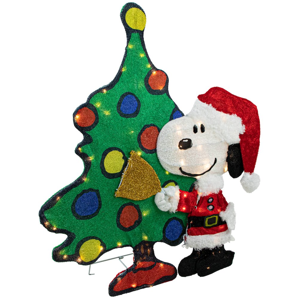 LED Lighted Peanuts Snoopy and Christmas Tree Outdoor Decoration - 32". Picture 3