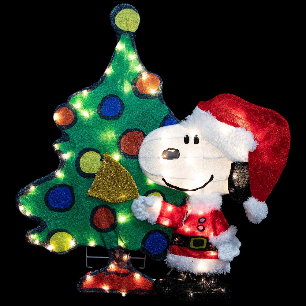 LED Lighted Peanuts Snoopy and Christmas Tree Outdoor Decoration - 32". Picture 6