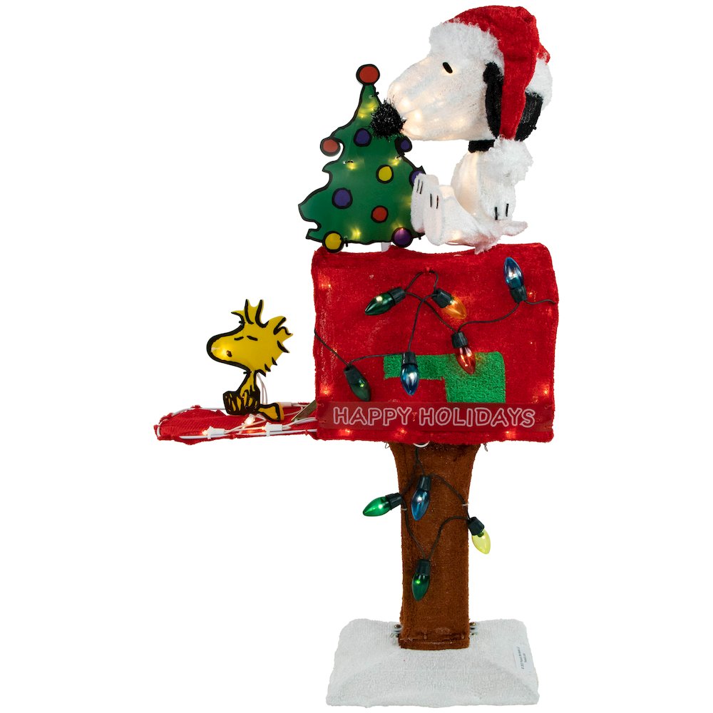 Peanuts Snoopy on Mailbox Outdoor Christmas Decoration - 32" - Clear Lights. Picture 3